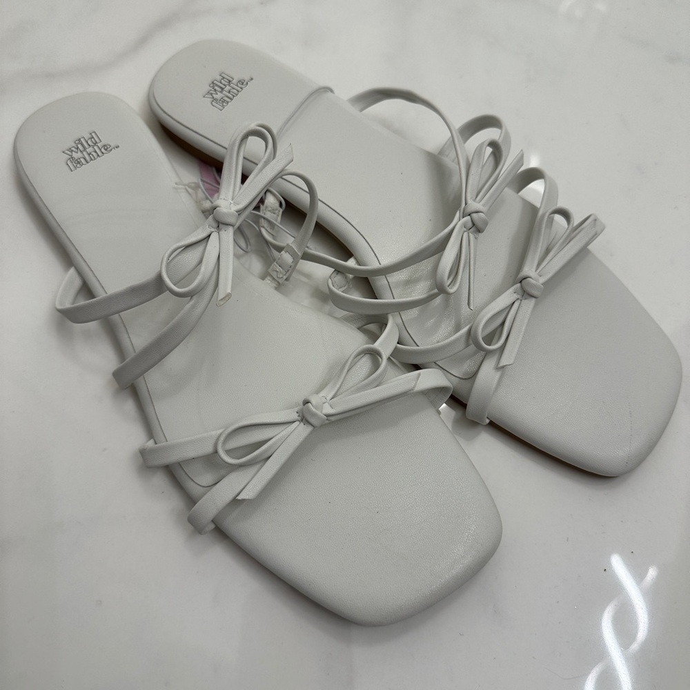 White Bow Sandals by Wild Fable